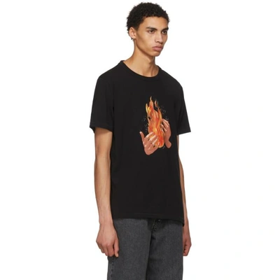 Shop Off-white Black Diagonal Fire Spliced T-shirt