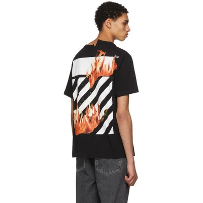 Shop Off-white Black Diagonal Fire Spliced T-shirt