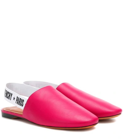 Shop Givenchy Leather Slingback Slippers In Pink