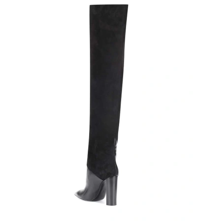 Shop Saint Laurent Tanger 105 Leather And Suede Over-the-knee Boots In Black