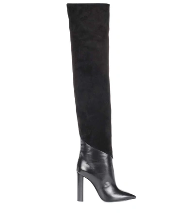 Shop Saint Laurent Tanger 105 Leather And Suede Over-the-knee Boots In Black