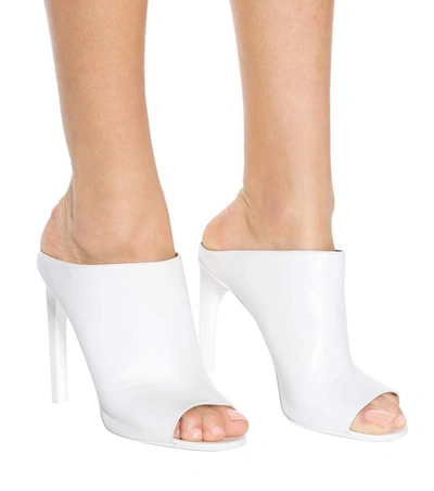 Shop Givenchy Leather Open-toe Mules In White