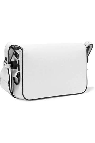 Shop Off-white Mini Striped Textured-leather Shoulder Bag In White