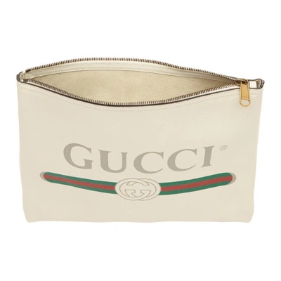 Shop Gucci White Medium Vintage Logo Pouch In 8820 White