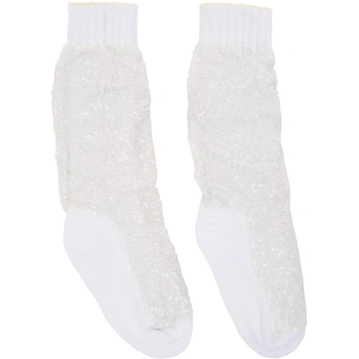 Shop Sacai White Super Spangle Socks In 101 White