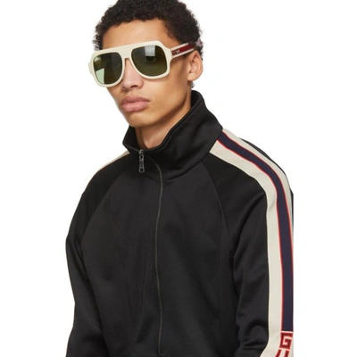 Shop Gucci Black Logo Zip-up Track Jacket