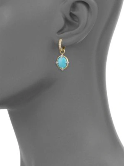 Shop Jude Frances Women's Small 18k Gold & Diamond Moroccan Turquoise Drop Earring Charms In Yellow Gold