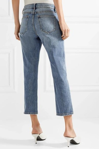 Shop Current Elliott The Cropped Mid-rise Straight-leg Jeans In Mid Denim