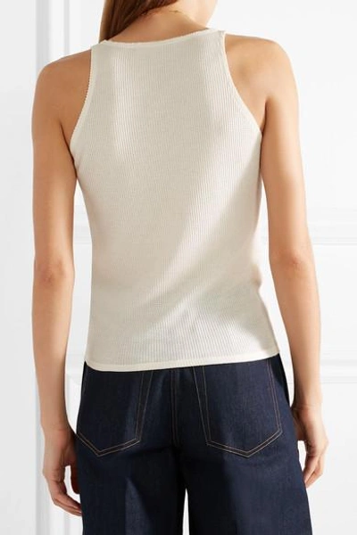Shop Elizabeth And James Berta Waffle-knit Cotton And Modal-blend Tank In Cream