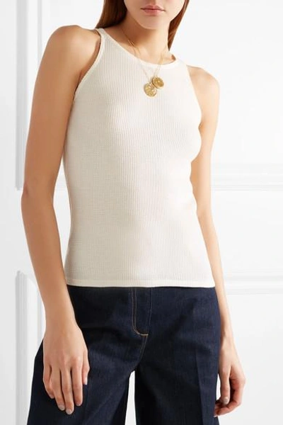 Shop Elizabeth And James Berta Waffle-knit Cotton And Modal-blend Tank In Cream