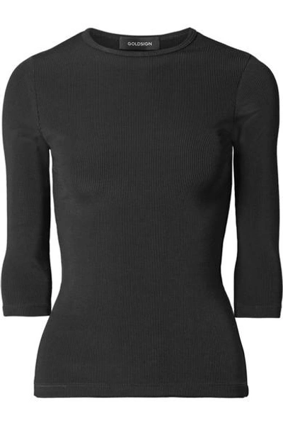 Shop Goldsign The Rib Stretch Cotton-blend Top In Black