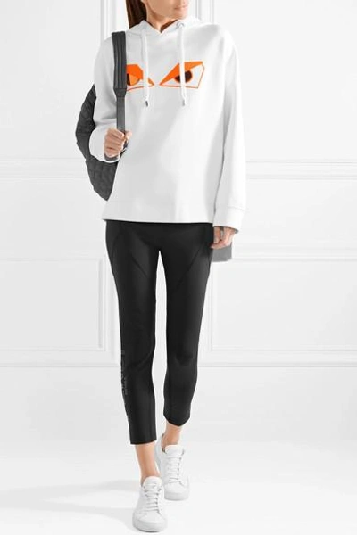 Shop Fendi Wonders Oversized Appliquéd Ponte Hooded Top In White