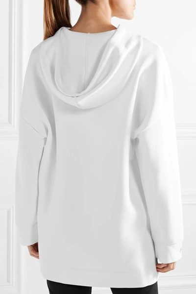 Shop Fendi Wonders Oversized Appliquéd Ponte Hooded Top In White