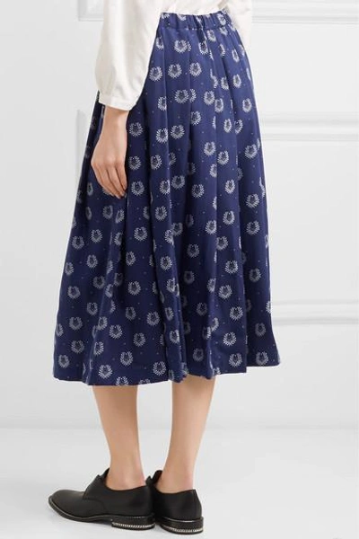 Shop Comme Des Garcons Girl Printed Poplin Midi Skirt In Navy