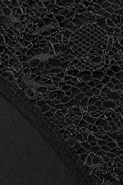 Shop La Perla Citrine Leavers Lace And Stretch-jersey Briefs In Black