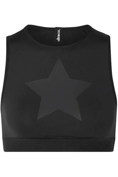 Shop Ultracor Knockout Appliquéd Stretch Sports Bra In Black