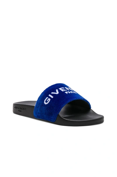 Shop Givenchy Velvet Slides In Blue