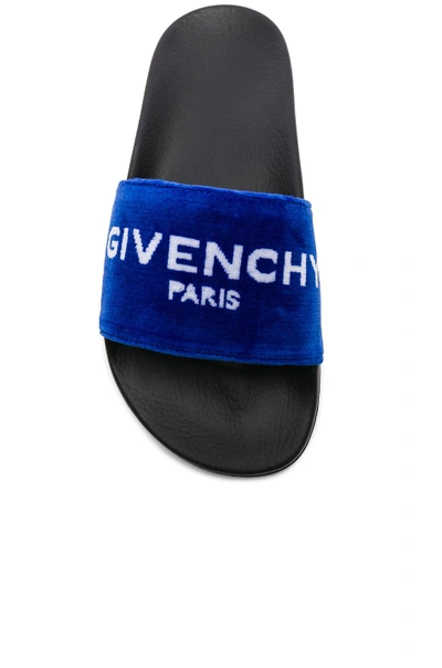 Shop Givenchy Velvet Slides In Blue