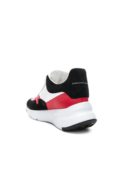 Shop Alexander Mcqueen Leather & Suede Lace Up Sneakers In White,black