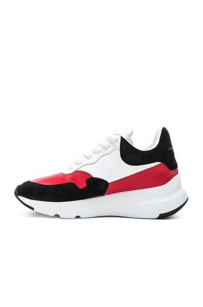 Shop Alexander Mcqueen Leather & Suede Lace Up Sneakers In White,black