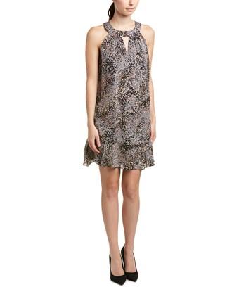 grey silk shift dress