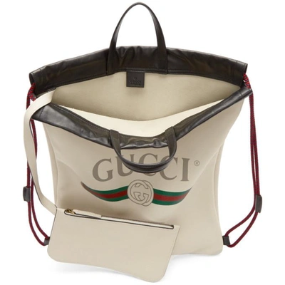 Shop Gucci Off-white Leather Logo Backpack In 8821 White