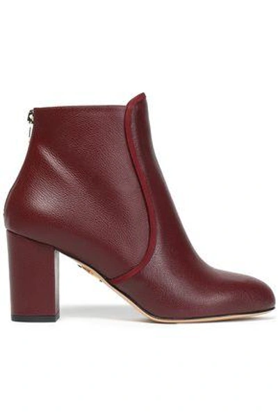 Shop Charlotte Olympia Woman Pebbled-leather Ankle Boots Burgundy