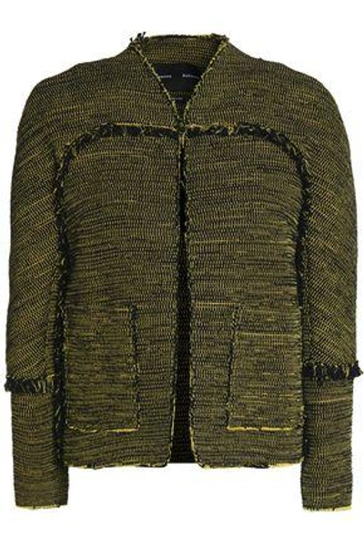 Shop Proenza Schouler Woman Frayed Cotton-tweed Jacket Yellow
