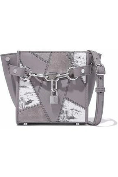 Shop Alexander Wang Woman Chain-embellished Patchwork Leather And Suede Shoulder Bag Taupe