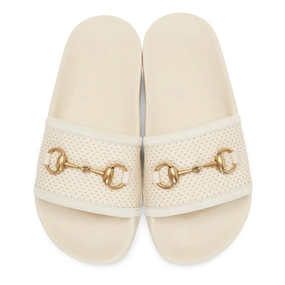 Shop Gucci Ivory Horsebit Pursuit Slides In 9522 Ivory