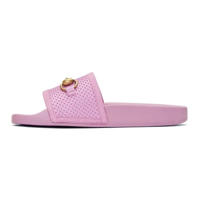 Shop Gucci Purple Horsebit Pursuit Slides In 5832 Lilas