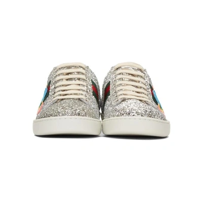 Shop Gucci Silver Glitter Planet New Ace Sneakers In 8160 Silver