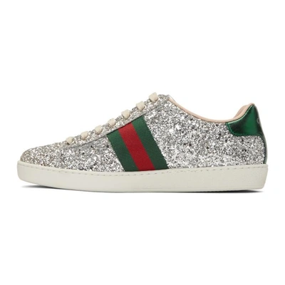 Shop Gucci Silver Glitter Planet New Ace Sneakers In 8160 Silver