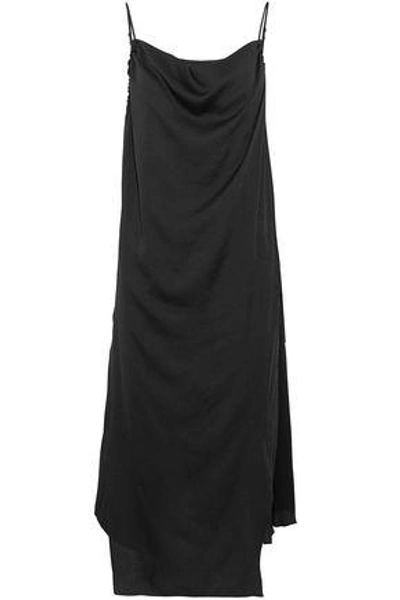 Shop Iro Woman Wrap-effect Draped Satin-crepe Midi Dress Black