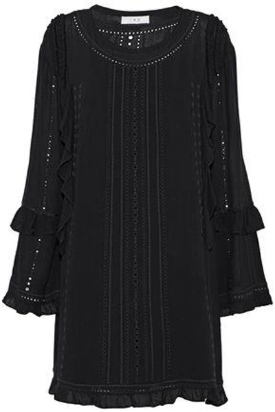 Shop Iro Woman Ruffled Broderie Anglaise Gauze Mini Dress Black