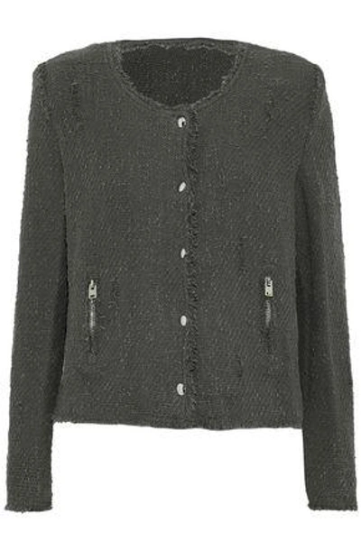 Shop Iro Woman Agnette Cotton-bouclé Jacket Anthracite