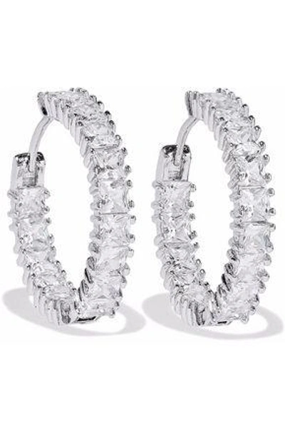 Shop Kenneth Jay Lane Woman Silver-tone Crystal Earrings Silver
