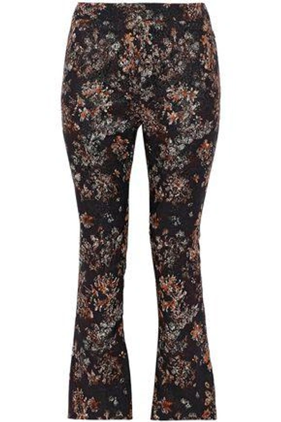 Shop Iro Woman Cropped Floral-jacquard Flared Pants Black