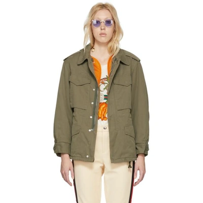 Shop Gucci Green Vintage Logo Parka In 3017 Milita