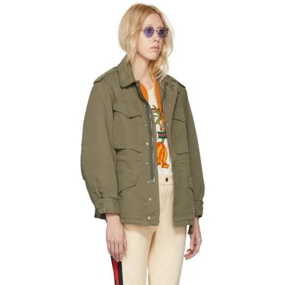 Shop Gucci Green Vintage Logo Parka In 3017 Milita