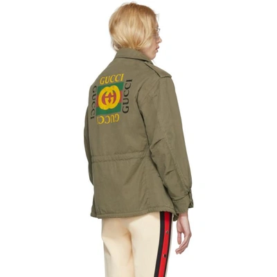 Shop Gucci Green Vintage Logo Parka In 3017 Milita