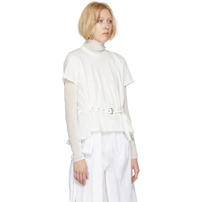 Noir Kei Ninomiya White Panelled Belt T-shirt | ModeSens