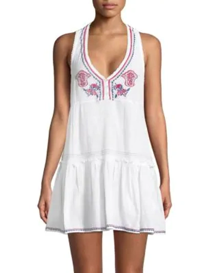Shop Ondademar Embroidered Cotton Tunic In White
