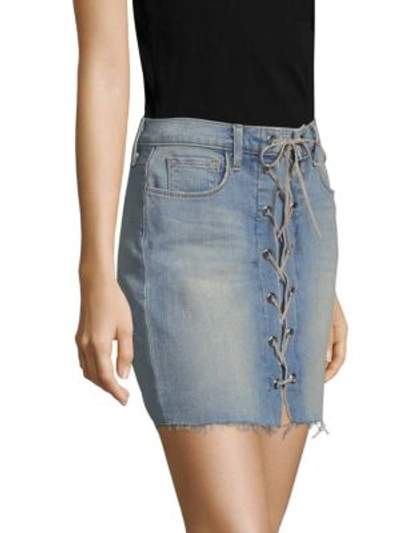 Shop L Agence Portia Lace-up Mini Skirt In Desert Light