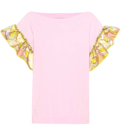 Shop Emilio Pucci Cotton Jersey Top In Pink