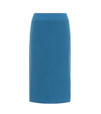 Shop Calvin Klein 205w39nyc Knitted Cotton Skirt In Blue