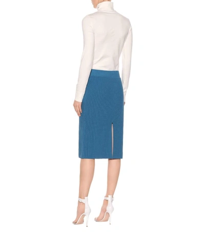 Shop Calvin Klein 205w39nyc Knitted Cotton Skirt In Blue