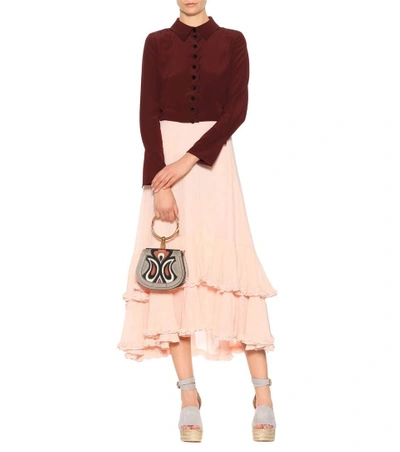 Shop Chloé Plissé Cotton And Silk Skirt In Female
