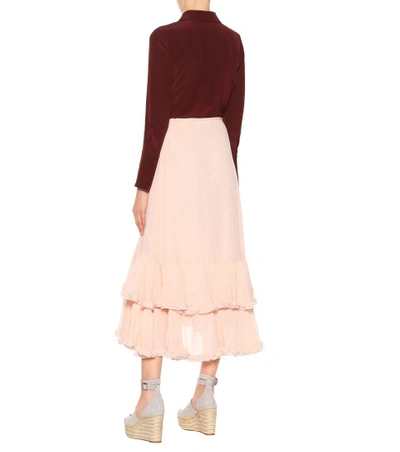 Shop Chloé Plissé Cotton And Silk Skirt In Female
