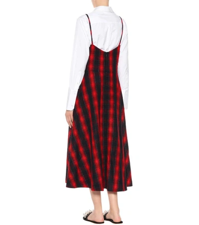 Shop Miu Miu Tartan Wool Dress In Multicoloured